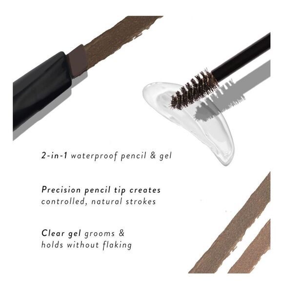 NEW LAURA GELLER Sculpt-n-Stay Waterproof Brow Pencil & Gel Dark Brown - Picture 5 of 7